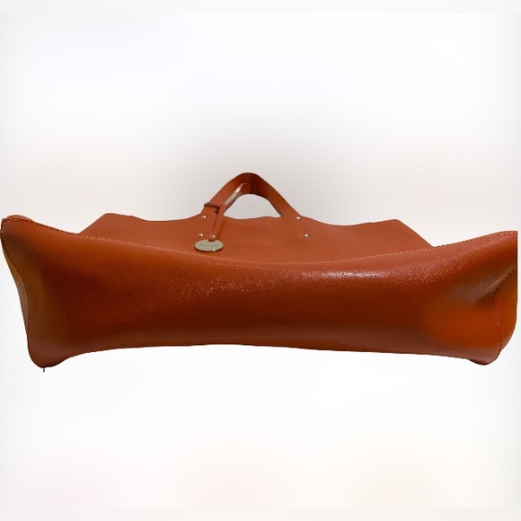 PULICATI Red Saffiano Genuine Italian Leather Large Shopper Tote Bag with Strap - Picture 3 of 14